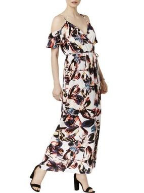 Bar III Women's Printed Cold Shoulder Maxi Dress Size XS New with Tags